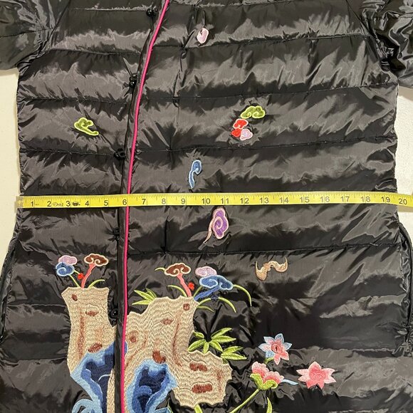 FX. & MONGYI Rare Embroidered Midi Puffer Coat Black/Rainbow 2X/Med (See Note) - Picture 10 of 13